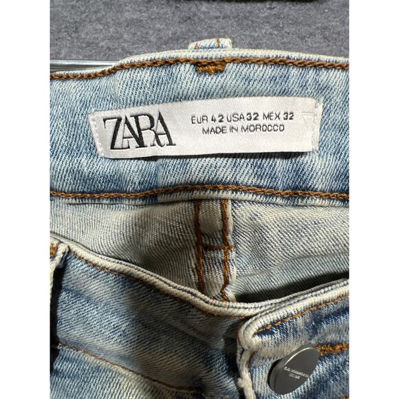 ZARA Mens 'Skinny Washed' Faded Denim Jeans Stretch Light Blue Size 32 - Picture 11 of 11